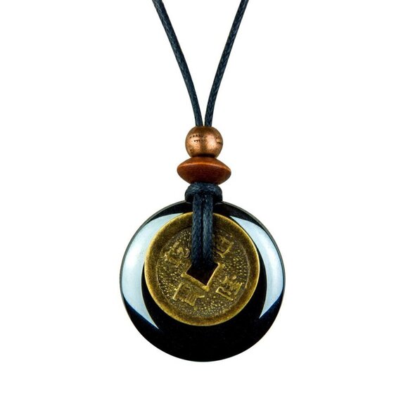Artisan Jewelry - Hematite and Chinese lucky Coin Necklace